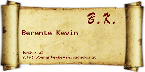 Berente Kevin névjegykártya